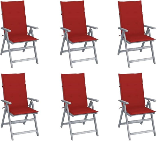 Garden Reclining Chairs 6 pcs with Cushions Solid Acacia Wood