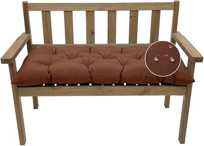 Outdoor Bench Cushion, Waterproof Swing Cushion Bench Seat Cushion, Swing Chair Replacement Seat Pads Cushion Pillow for Lounger Garden Furniture Patio Metal Wooden Bench (Dark Brown, 59x20in)