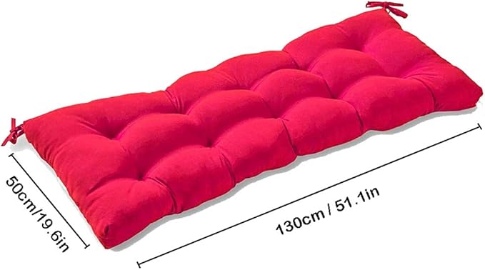 Indoor/Outdoor Bench Cushion Cotton Garden Furniture Loveseat Cushion, 51.2"x19.7" Patio Wicker Seat Cushions for Lounger Garden Furniture Patio Lounger Bench (Red)