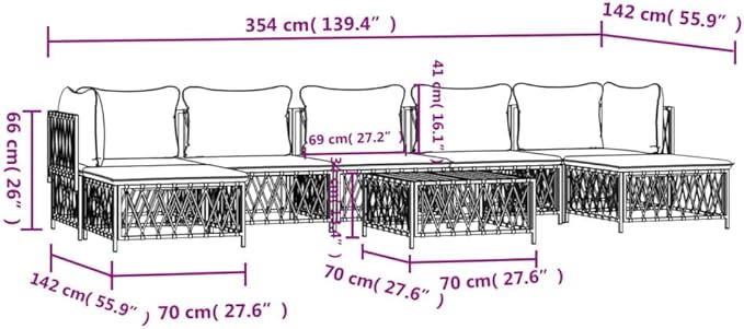 SKM 8 Piece Garden Lounge Set with Cushions Anthracite Steel (Weight-115KG)