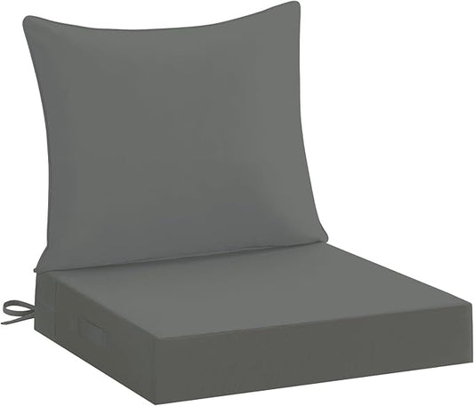 downluxe 19x19 Outdoor Chair Cushions, Waterproof Fade Resistant Patio Furniture Cushions with Handle & Removable Cover, Deep Seat Outdoor Cushions for Sofa, Couch and Patio Chairs, Dark Grey