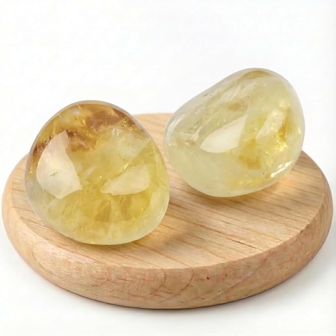Polished Citrine Crystal Stones - 2 Pcs of 1.2" Worry Stone for Anxiety, Pocket Palm Stone Super Large Handpicked Natural Tumbled Gemstones for Meditation, Reiki, Chakra Healing, Home Decor