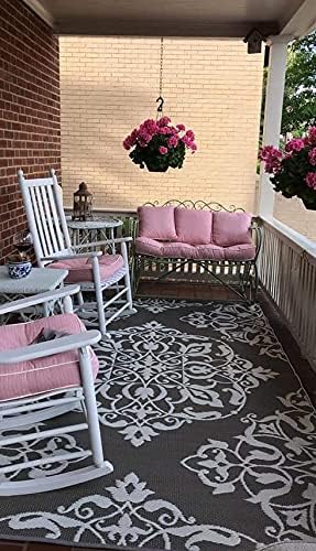 Mad Mats Traditional Outdoor Rug, Reversible Plastic Mat (6' x 9', New Wrought Iron - Cool Silver)