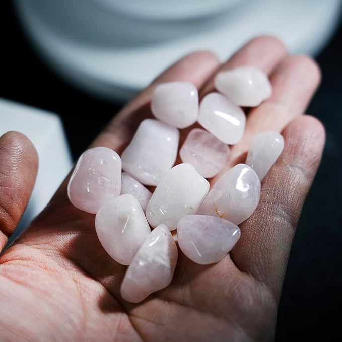 TGS Gems 10-20mm Each Rose Quartz Crystal Tumbled Chips Irregular Shaped Stones, 3lbs Bulk Bag of Crushed Healing Crystal Stones - Polished Pebbles for Decorating Succulent Planters, Fairy Gardens