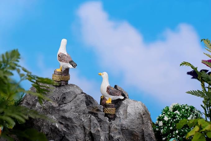 2PCS Seagulls Bird Micro Landscape Ornaments, Miniature Figurines Fairy Garden Accessories, Garden DIY Kit