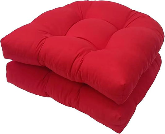 Indoor/Outdoor Wicker Chair Cushions Set of 2 Waterproof Rocking Chair Cushion Pad,2 Pieces 18.5in*18.5in Round Corner Patio Chair Cushion Red