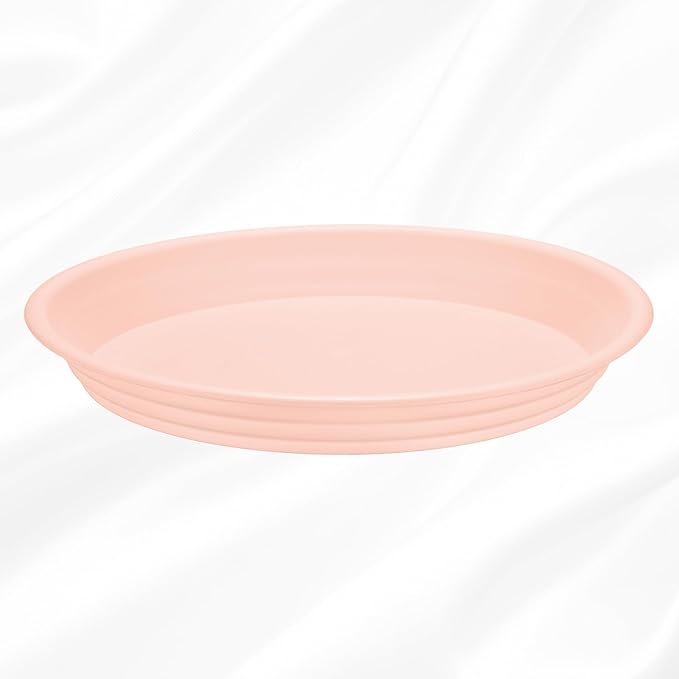 HARFINGTON Plastic Plant Saucer 9.5" Round Drip Trays Flower Pot Saucers Flower Base Bottom Drainage Tray for Indoors Outdoors Planters, Rose Pink