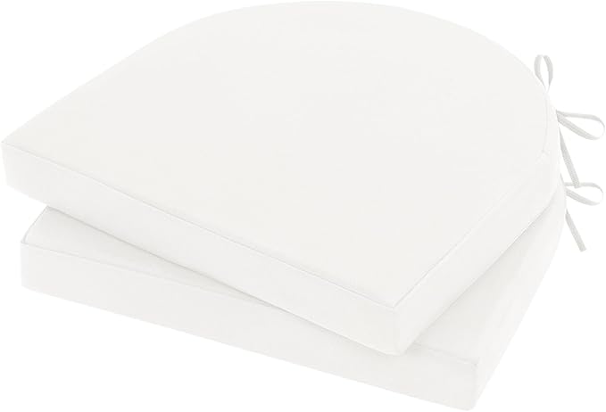 Topotdor Outdoor Chair Cushions Set of 2, 18"x18"x2" Waterproof Patio Chair Cushions for Outdoor Furniture, Round Corner Outdoor Seat Cushions Color Fastness Chair Pads with Ties, White