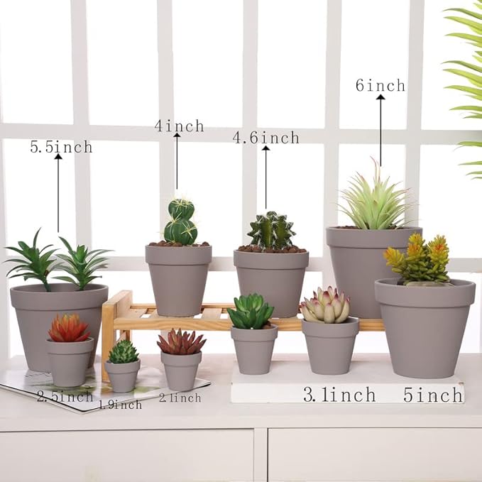 Yishang 1.9 Inch Tiny Grey Terracotta Pots Pack of 36-Small Mini White Clay Pots with Drainage Holes Flower Nursery Terra Cotta Planter for Tiny Cactus,Herb,Succulent Plants,Crafts