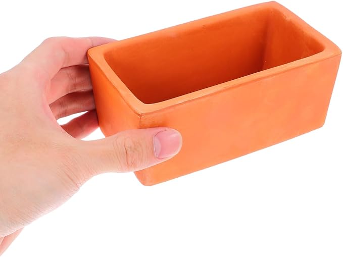 YARNOW Rectangular Terracotta Planter with Drainage Hole - Small Clay Pot for DIY Garden Plants Indoor Windowsill and Tabletop Decoration, 4.9 x 2.1 x 2.7 Inch