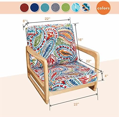JMGBird Premium Outdoor Chair Cushions Set - 22x22 inch Complete 4-Piece Deep Seat Patio Cushions, Weather Resistant for Patio Furniture & Lounge Seating