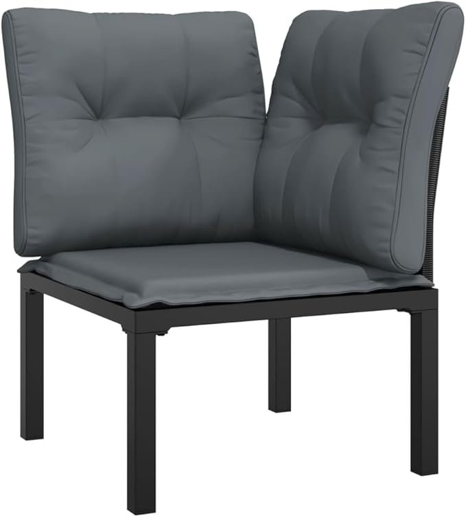 Garden Lounge Set Black and Dark Grey Outdoor Furniture Set Garden Seating Ensemble for Backyard Pond