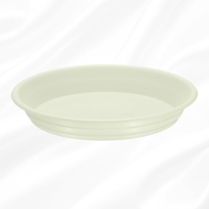 HARFINGTON Plastic Plant Saucer 5.2" Round Drip Trays Flower Pot Saucers Flower Base Bottom Drainage Tray for Indoors Outdoors Planters, Beige