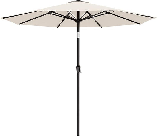AreShark 9 FT Patio Umbrella for Outdoor, Outdoor Table Umbrella with Push Button Tilt and Crank, Outdoor Patio Umbrellas with 8 Sturdy Ribs for Market, Garden, Pool (Cream-white)