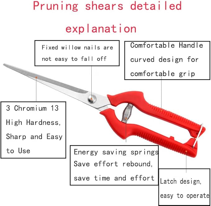2 PACK Extended-model Stainless Steel Multifunctional Garden Pruning Shears. Use-pruning Flowers, Trees, Fruits, Vegetables, Herbs; Suitable for Home, Garden, Agriculture, Flower Shop, Etc.