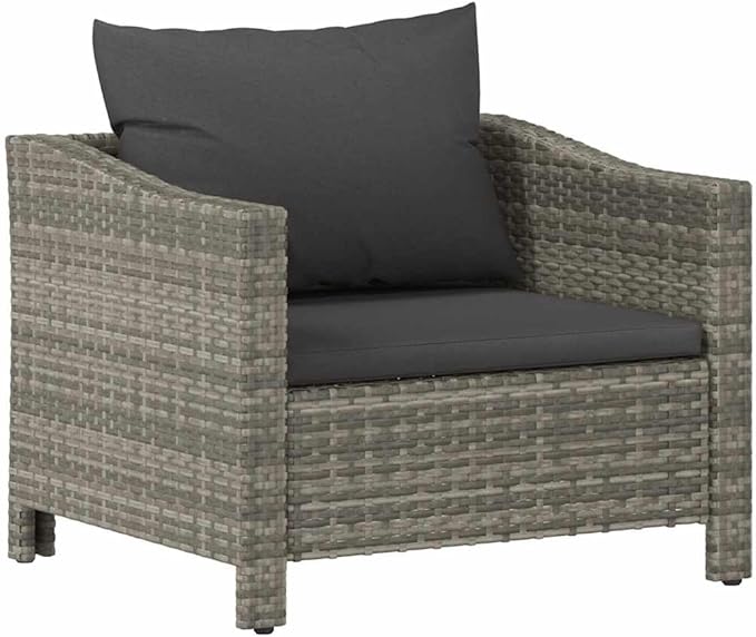 Garden Armchair Grey Poly Rattan Medium Lightweight Garden Seating Ensemble Outdoor Conversation Set Outdoor Patio Set for Deck Pond