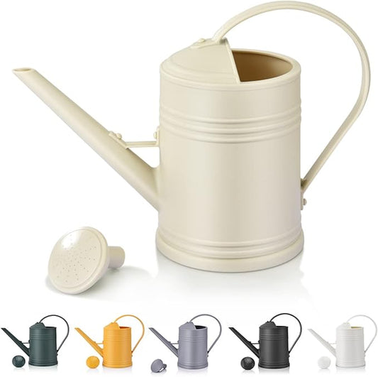 Plastic Watering Can for Indoor Plants Outdoor Garden Flowers - House Plant Watering Can with Sprinkler Head (1/2 Gallon, Ivory)