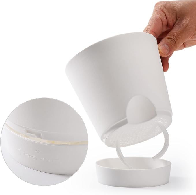 Plant Pots 5 PCS 7 inch Self Watering Planters High Drainage Flowers Pot for Indoor Outdoor Plants with Reservoir Tray and Watering Lip Gardening Planter Garden Flower Pots, White