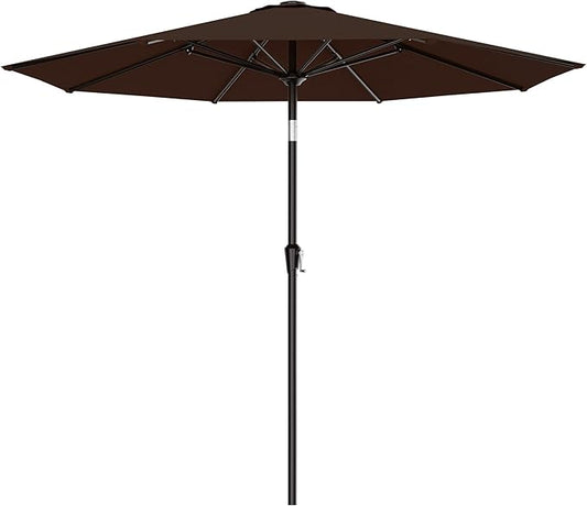 AreShark 9 FT Patio Umbrella for Outdoor, Outdoor Table Umbrella with Push Button Tilt and Crank, Outdoor Patio Umbrellas with 8 Sturdy Ribs for Market, Garden, Pool (Brown)