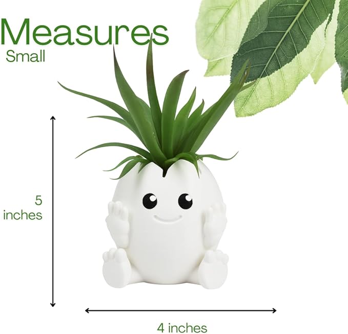 Cute Egg Shell Planter | Unique Dinosaur Tabletop Indoor or Outdoor Planter Pot | Flowers, Succulents, or Vegetable Pot | Made in USA (Cute Egg, Small)