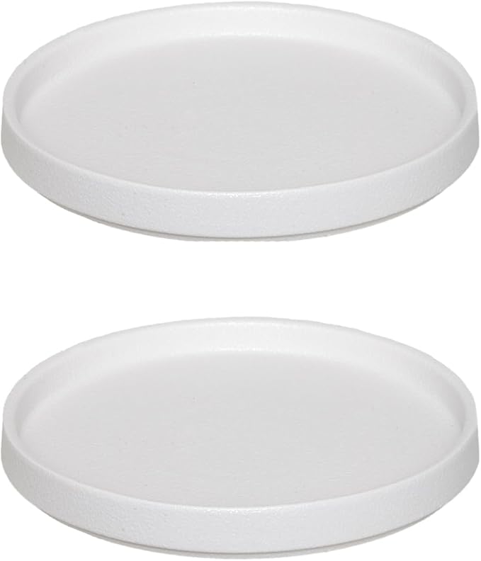 Ceramic Plant Saucer 7 Inch, 2 Pack Round Plant Trays for Indoors/Outdoors, Flower Pot Saucers for Holding Water Drips and Soil, Ceramic Drainage Tray for Plant Pot (Frosted White)