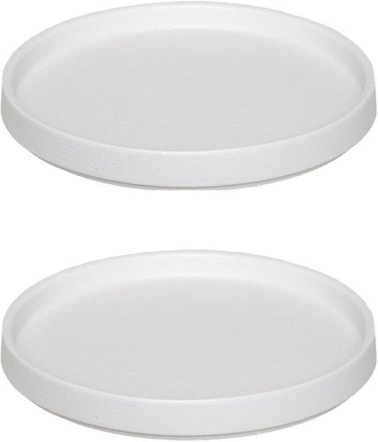 Ceramic Plant Saucer 7 Inch, 2 Pack Round Plant Trays for Indoors/Outdoors, Flower Pot Saucers for Holding Water Drips and Soil, Ceramic Drainage Tray for Plant Pot (Frosted White)