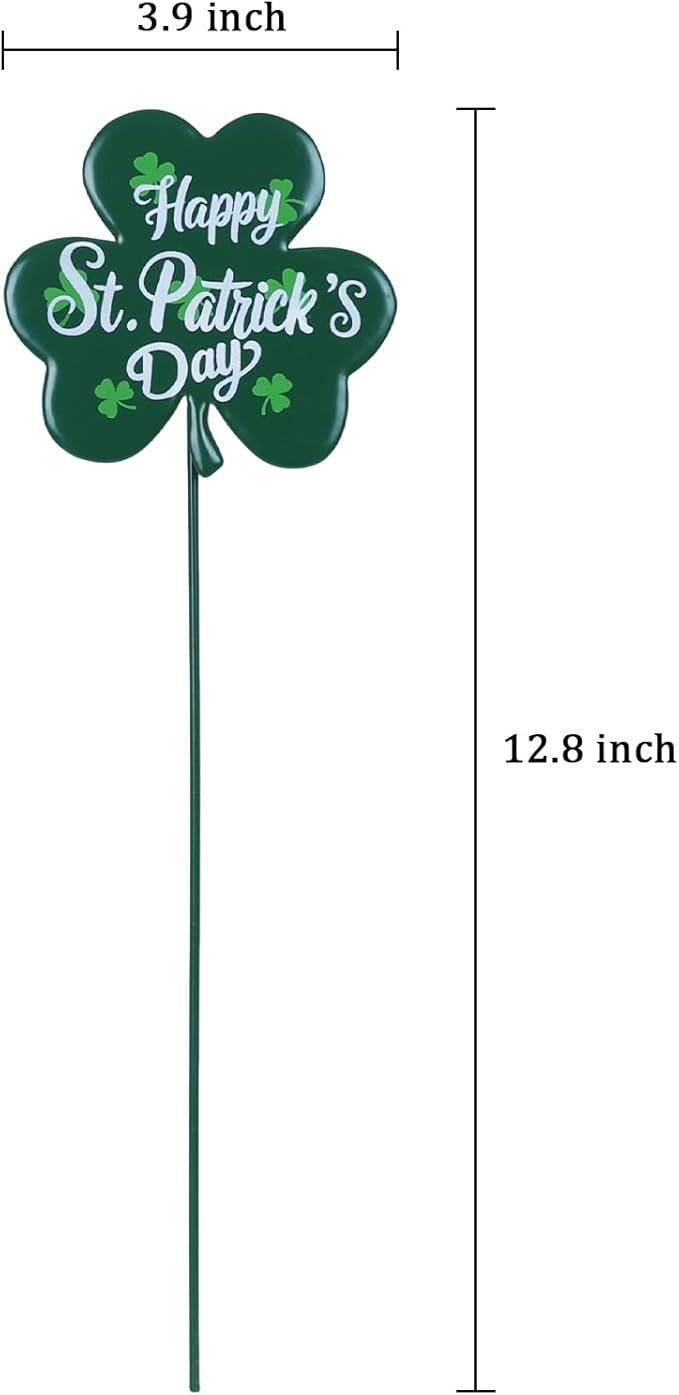 YEAHOME St Patricks Day Decorations Outdoor, Set of 6 Metal Shamrock Decorative Garden Stakes for St Patricks Day Decor, Lucky Saint Patricks Yard Signs for Garden Lawn Porch Pot Flowerbed