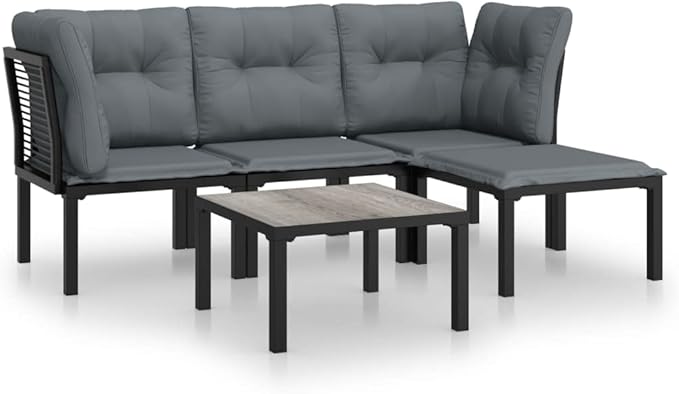 Garden Lounge Set Black and Dark Grey Outdoor Conversation Set Garden Seating Ensemble for Backyard Outdoor