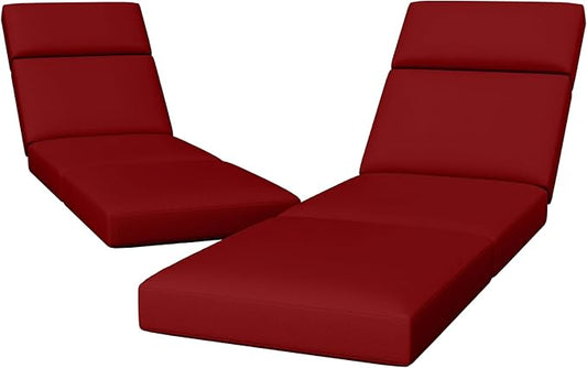 2 Pcs Chaise Lounge Cushions Outdoor, 80 x 26 x 4 Inch Lounge Chair Cushions for Outdoor Furniture - Waterproof Lounge Patio Replacement Cushion, 4In Fade-Resistant ThickPatio Chaise Lounge Cushion