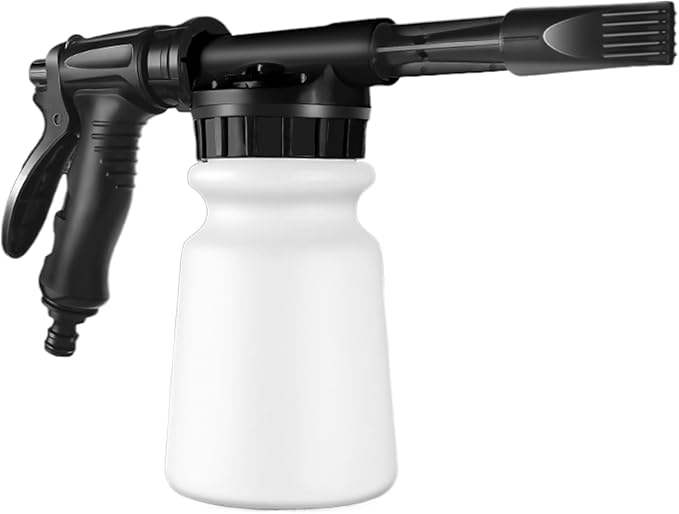 Garden Foam Sprayer - 1L Pressurized Cannon, Handheld Soap Foam, Garden Hose Washer Attachment | Automobile Care Detailing, Car Cleaning Accessory, Use for Vehicle Exterior Cleaning Maintenance