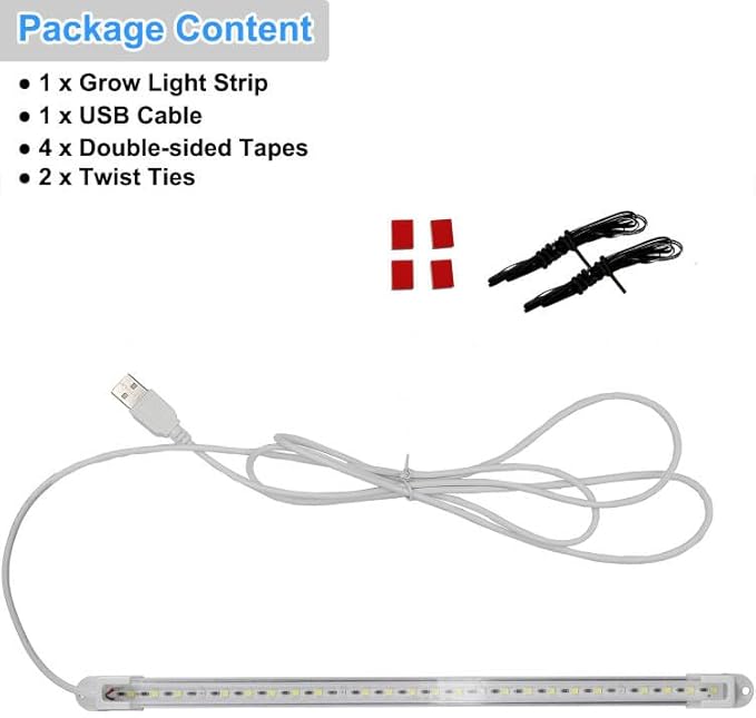 LED Grow Light Strip for Indoor Plants, Full Spectrum Sunlike Plant Lights Growing Lamps for Hydroponics Succulent Veg and Flowers (Not Includes Adapter)