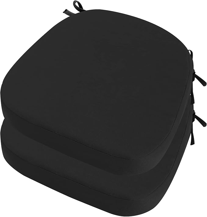 idee-home Outdoor Chair Cushions Set of 4, 17" x 17" x 2" Thick D-Shaped Patio Furniture Outdoor Seat Cushions Waterproof with Ties, Dining Pads