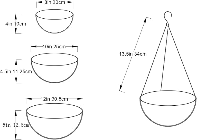 LX7 3-Pack Hanging & Wall-Mounted Plant Baskets with Natural Coconut Fiber Liner, Decorative Planters for Home Garden Patio Yard (3Pack FlatHanger, 10Inch)