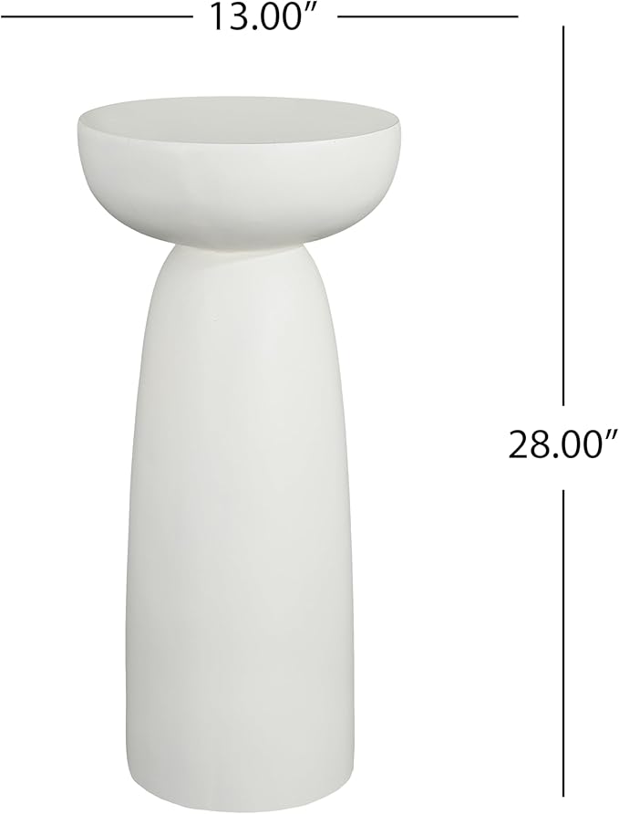 Christopher Knight Home Jorine 28"H Plant Stand, Lightweight Concrete Plant Stand, Small Plants Shelf, Semicircle Top, Column Side Table, Flower Stands, Plants Holder for Home Decor Garden Yard, White