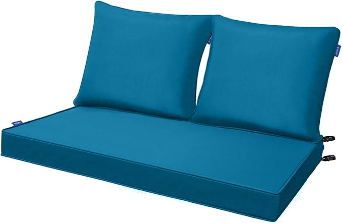 Outdoor Loveseat Cushion Set 44'' x 24'', Outdoor Deep Seat Cushions for Patio Furniture, Water Repellent Outdoor Seat Cushion and Couch Back Cushions for Bench, and Swing (Solid Indigo Blue)