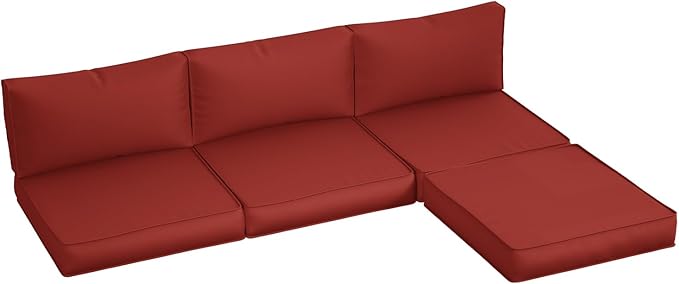 Amopatio Outdoor Sofa Replacement Cushion Set, Waterproof Seat and Back Cushions for Patio Furniture, UV-Resistant and Extra-Thick Cushions, Machine-Washable Covers (Wine)