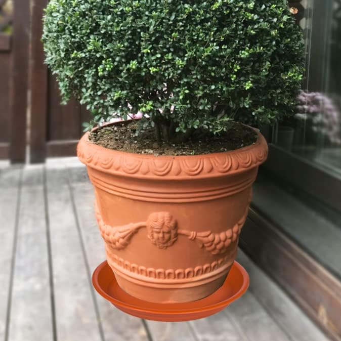 Plant Saucer Pot Tray 10 inch, 2 Packs Plant Drainage Trays, Plastic Flower Planter Saucers and Drip Trays for Indoors, Heavy Durable Plant Plate Water Catcher (Terracotta)
