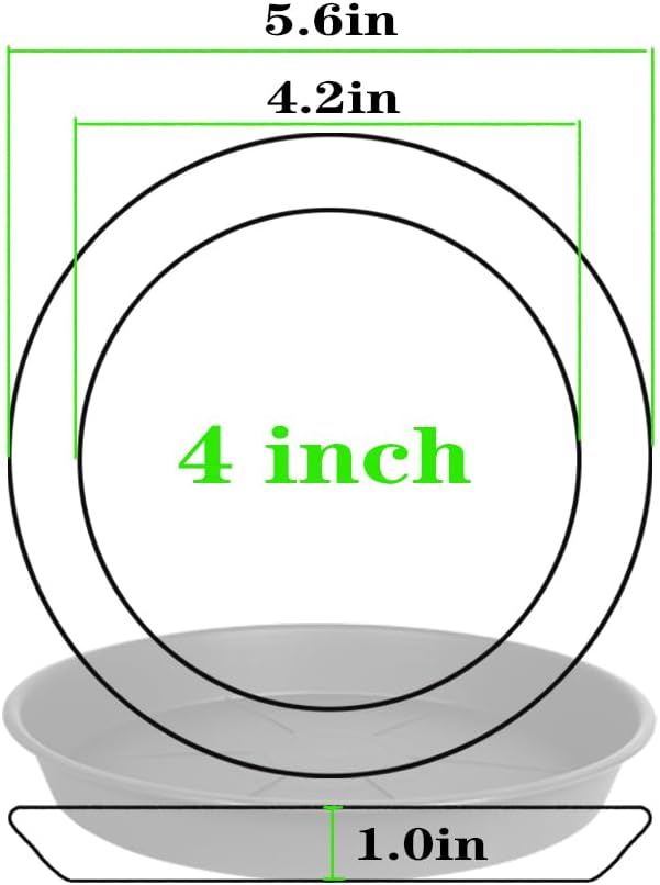 6 Pack of Plant Saucer Tray 4 6 8 10 12 14 17 19 22 25 inch, Heavy Duty Plastic Pot Plant Drip Trays Saucers for Indoors Outdoor, Plant Water Tray for Planters 3-5" (4", Beige)