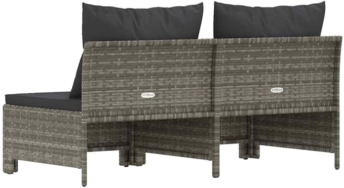 2-Seater Garden Sofa Grey Poly Rattan, Powder-Coated Steel, Polyester Garden Furniture Set Patio Furniture Set for Backyard Backyard