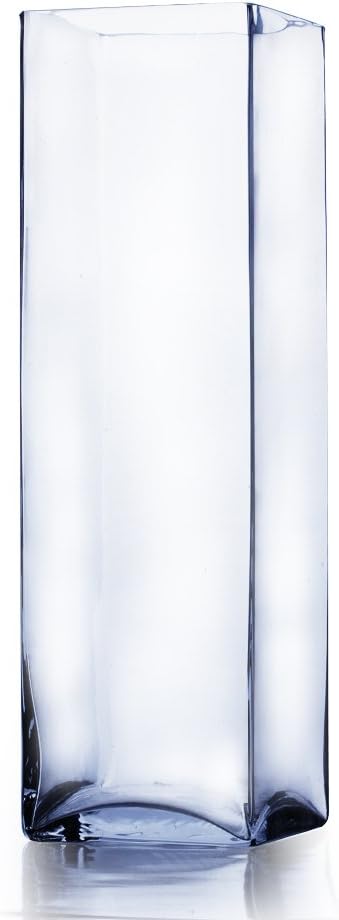WGV Tall Square Vase Glass Block, Length 5", Height 20", Clear Large Floral Plant Container, Fish Tank, Planter Terrarium for Wedding Party Event, Home Office Decor, 1 Piece