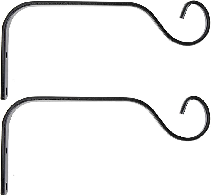 Milisten 2pcs 7.3-inch Iron Hanging Plant Brackets Wall-Mounted Upturned Hooks for Outdoor Lanterns Planters Garden Décor Vintage Black Storage Rack