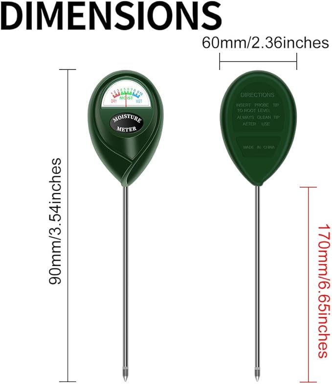 Soil Moisture Meter Water Content Tester Physical Sensing Measurement No Battery Required with Level 1~Level 10 Displaying for Plants and Soil in Garden Yard and Farm