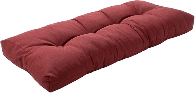 FUNHOME Outdoor Bench Cushion 45 x18 inch with Non-Slip Grips,Water Resistant Porch Swing Cushion,Bench Pillow Pads,Tufted Cushions for Patio Garden Furniture,45" Seat Cushions(Dark Red)
