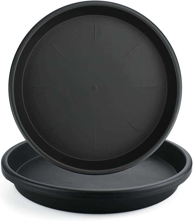 Lechay Black Plant Saucer for Indoors,3 Pack 12inch Plastic Flower Plant Pot Saucer, Plastic Plant Saucer Drip Trays for Indoor and Outdoor Plants(3)