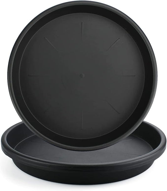 Lechay Black Plant Saucer for Indoors,3 Pack 12inch Plastic Flower Plant Pot Saucer, Plastic Plant Saucer Drip Trays for Indoor and Outdoor Plants(3)