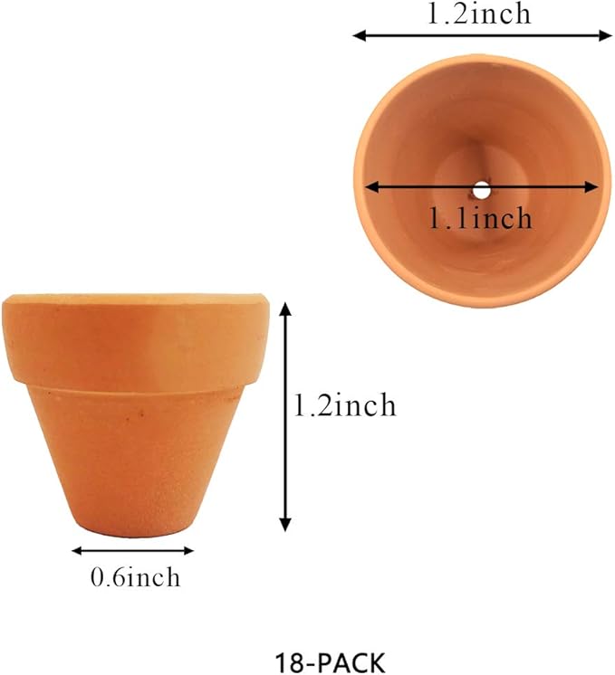 Yishang mini Terracotta Pots with Drainage Holes - 1.2 inches Succulent Cactus Nursery Planter,Tiny Clay Nursery Pots for Indoor/Outdoor Mini Plant, DIY Crafts, Wedding Favors(18 Pack)