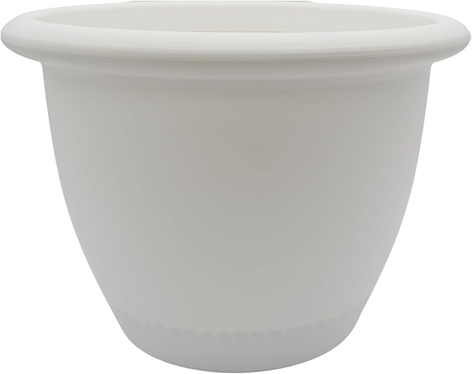 The HC Companies Sevilla Flower Planters - Durable Outdoor & Indoor Planter - Round Lightweight Self Watering Plant Pots for Herbs & More (14" White, Pack of 1)