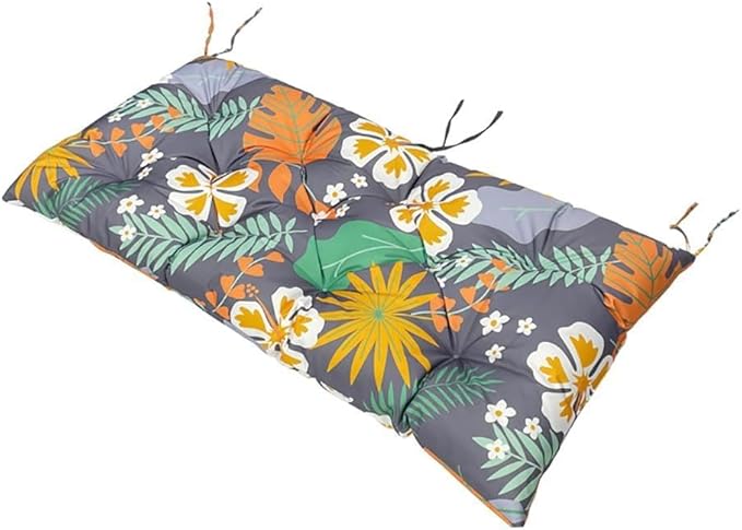 Outdoor Waterproof & Sun-Resistant Bench Cushion, 47.3"x19.7"x3.2" Tufted Patio Seat Pad with Non-Slip Ties,Long Chair Cushion for Garden,Porch,Swing,Indoor Furniture (Flower 1, 47.3×19.7×3.2)