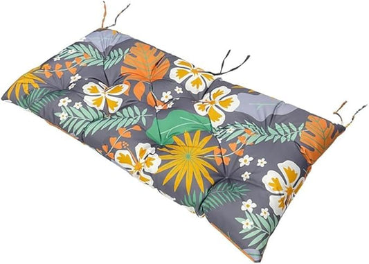 Outdoor Waterproof & Sun-Resistant Bench Cushion, 47.3"x19.7"x3.2" Tufted Patio Seat Pad with Non-Slip Ties,Long Chair Cushion for Garden,Porch,Swing,Indoor Furniture (Flower 1, 47.3×19.7×3.2)