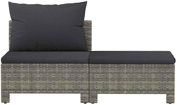 Garden Lounge Set Gray Poly Rattan Medium Lightweight Outdoor Furniture Set Garden Seating Ensemble for Pond Backyard